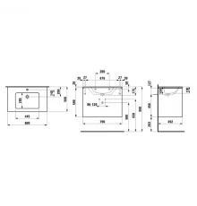 Тумба с раковиной темный вяз 80 см Laufen Base 8.6496.1.263.104.1