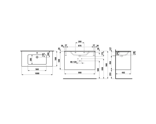 Тумба с раковиной светлый вяз 100 см Laufen Base 8.6496.2.262.104.1