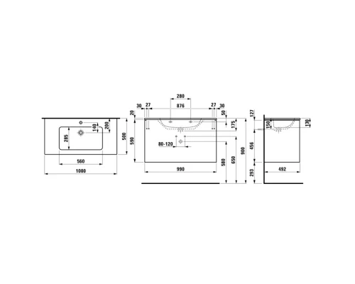 Тумба с раковиной темный вяз 100 см Laufen Base 8.6496.2.263.104.1
