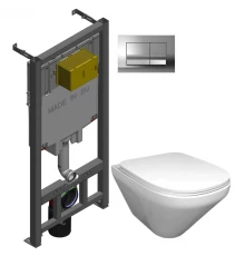 Комплект подвесной унитаз Jacob Delafon Modern Life E77725-0 + E77168-0 + система инсталляции Jacob Delafon E29025-NF + E20858-CP