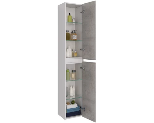 Пенал подвесной белый глянец/бетон L/R Lemark Combi LM03C35P-Beton