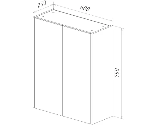 Шкаф двустворчатый 60x75 см белый глянец/бетон Lemark Combi LM03C60SH-Beton