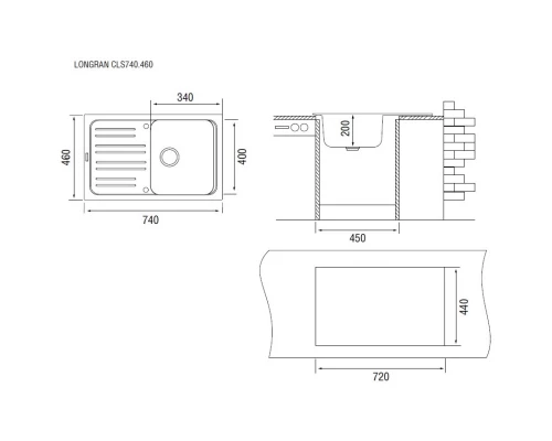 Кухонная мойка саббиа Longran Classic CLS740.460 - 58
