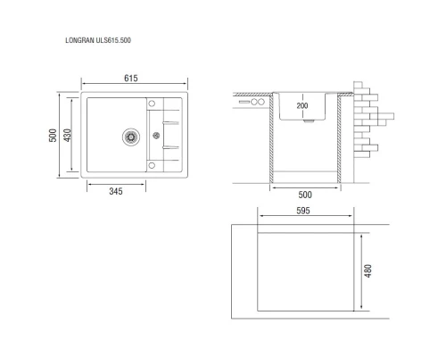 Кухонная мойка оникс Longran Ultra ULS615.500 - 10