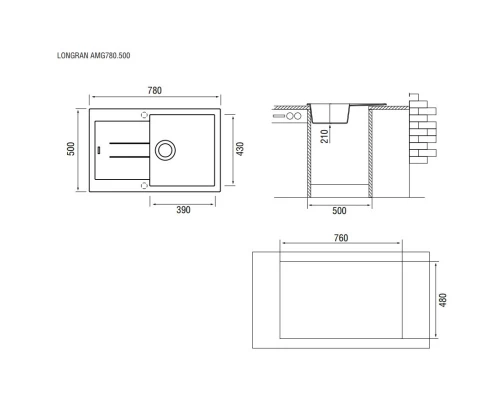 Кухонная мойка крома Longran Amanda AMG780.500 - 49
