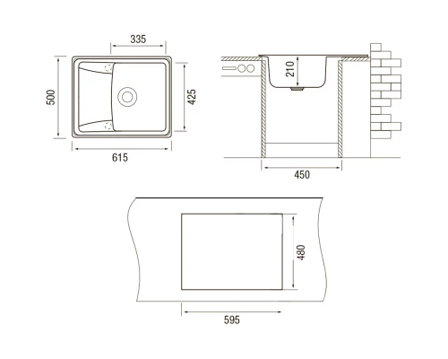 Кухонная мойка колорадо Longran Classic CLS615.500 - 08