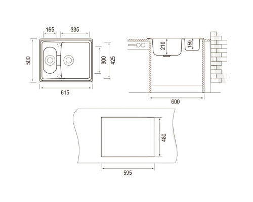 Кухонная мойка терра Longran Classic CLS615.500 15 - 38