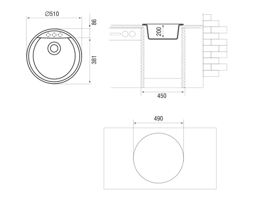 Кухонная мойка крома Longran Amanda AMG510 - 49