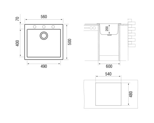 Кухонная мойка трюфель Longran Cube CUG560.500 - 54