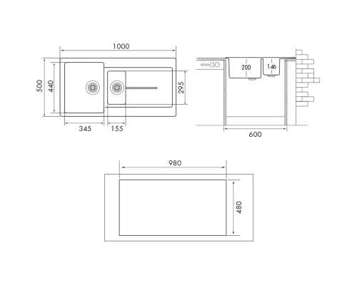 Кухонная мойка трюфель Longran Enigma ENG1000.500 15 - 54
