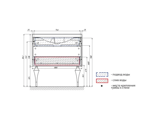 Тумба с раковиной белый глянец 80 см Marka One Angel У67285