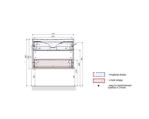 Тумба с раковиной белый глянец 74,9 см Marka One Delice У71293