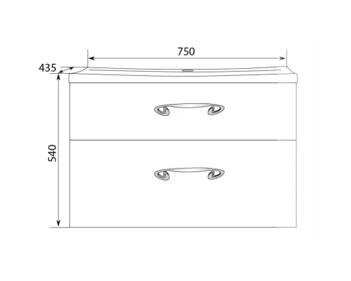 Тумба с раковиной белый глянец 74,9 см Marka One Delice У71293