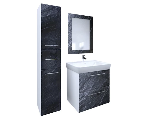 Пенал подвесной черный дикий камень/белый глянец R Marka One Visbaden У73127