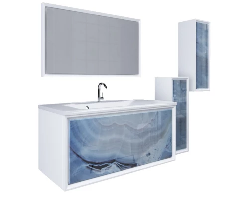 Тумба голубой мрамор/белый глянец 89 см Marka One Seattle У72808