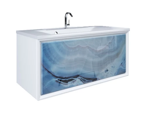 Тумба голубой мрамор/белый глянец 89 см Marka One Seattle У72808