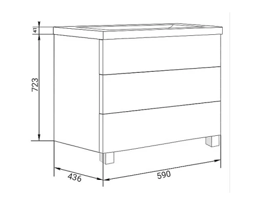 Тумба бетон/белый 59 см Marka One Mix У69538