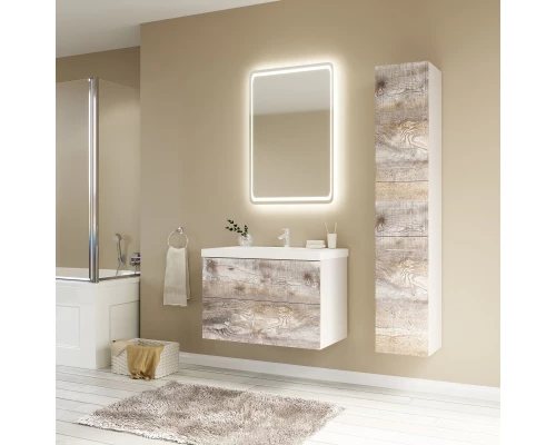 Пенал подвесной бетон/белый Marka One Mix У55908