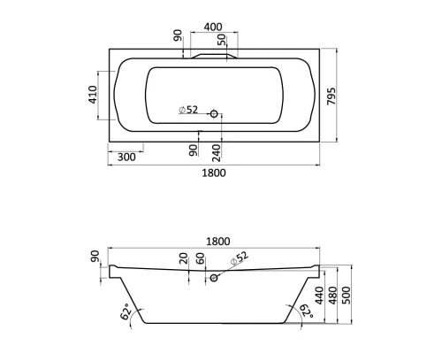 Акриловая ванна 180x80 см Santek Корсика 1.WH11.1.981
