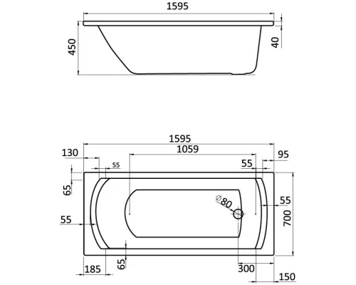 Акриловая ванна 160x70 см Santek Монако 1.WH11.1.977