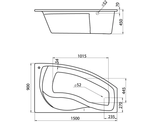Акриловая ванна 150x90 см R Santek Майорка 1.WH11.1.985