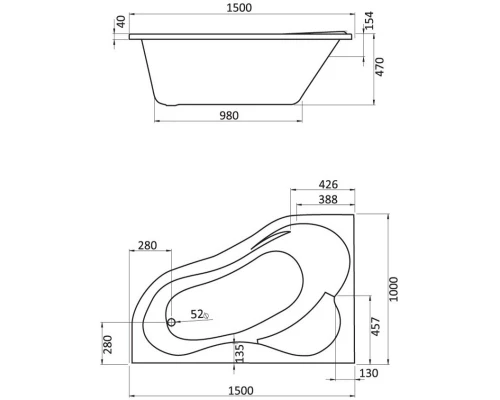Акриловая ванна 150x100 см L Santek Ибица 1.WH11.2.034