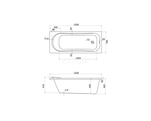 Акриловая ванна 150x70 см Santek Тенерифе 1.WH30.2.213
