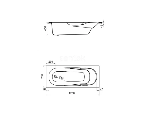 Акриловая ванна 170x70 см Santek Касабланка М 1.WH50.1.531