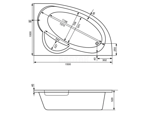 Акриловая ванна 150x100 см R Santek Шри-Ланка 1.WH30.2.395