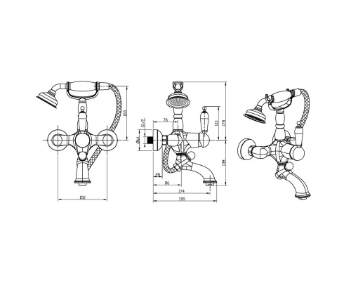 Смеситель для ванны Boheme Provanse Ripresa 363