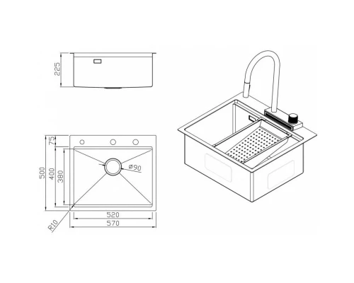 Кухонная мойка Milacio Denia 57 нержавеющая сталь MC.77400