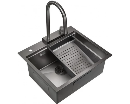 Кухонная мойка Milacio Denia 57 вороненая сталь MC.77409