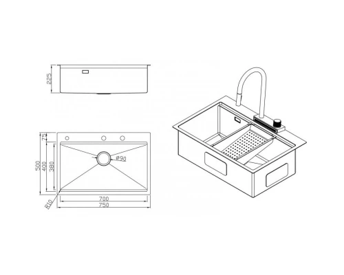 Кухонная мойка Milacio Denia 75 золотой матовый MC.77428