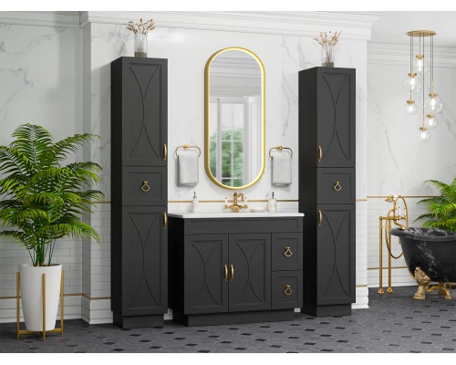 Шкаф - пенал Misty Амбра - 35 правый (черный)