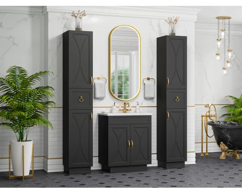 Шкаф - пенал Misty Амбра - 35 левый (черный)