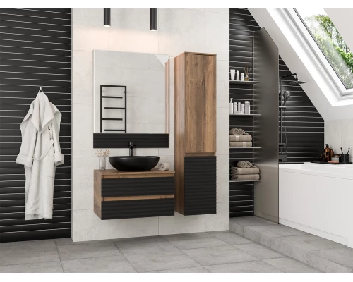 Тумба под раковину MISTY Brevita Dakota - 70 подвесная (черная)