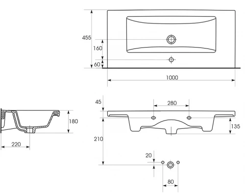 Умывальник мебельный Cersanit "COMO"-100см. P-UM-COM100 /1