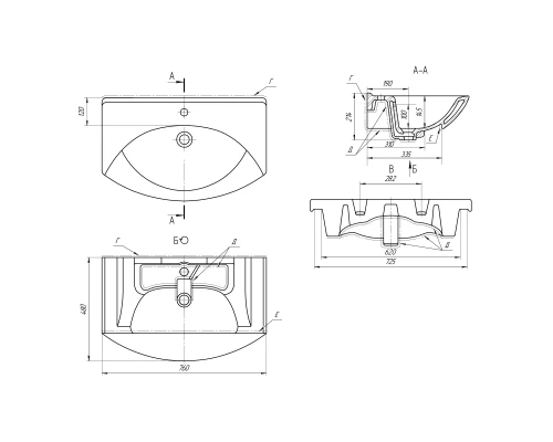 Умывальник мебельный Dreja Laguna - 75
