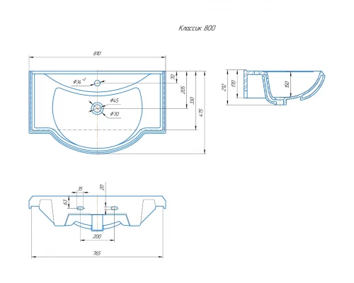 Умывальник мебельный Kirovit Классик - 80 см