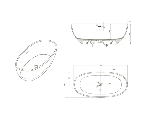 Ванна из литого мрамора 165x78 см NT Bagno Palermo NT201 матовая