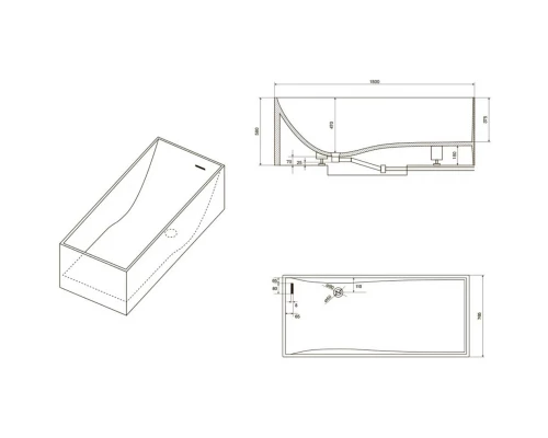 Ванна из литого мрамора 180x76,5 см NT Bagno Trieste NT205А