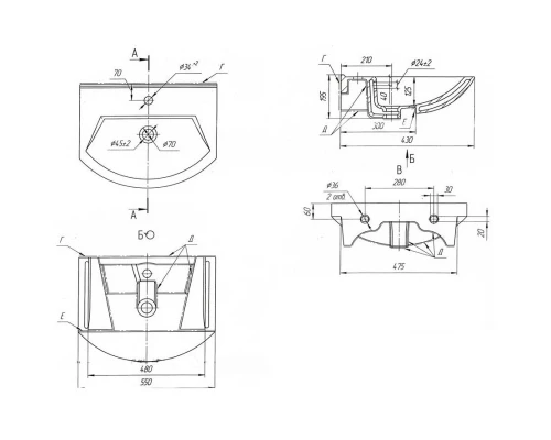 Раковина 55x43 см OWL 1975 Альфа 195452