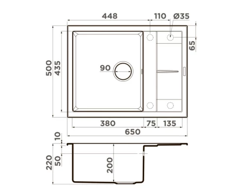 Кухонная мойка Tetogranit Omoikiri Sumi 65-BE ваниль 4993671