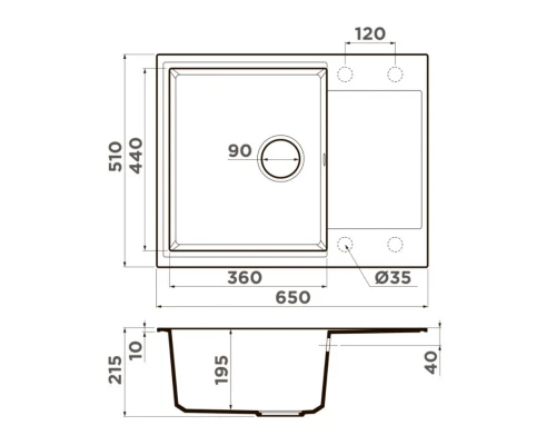 Кухонная мойка Artgranit Omoikiri Daisen 65-PA пастила 4993680