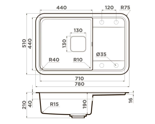 Кухонная мойка Artgranit Omoikiri Tasogare 78-GR ленинградский серый 4993748