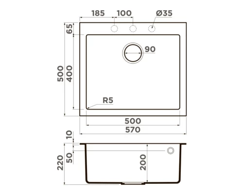 Кухонная мойка Tetogranit Omoikiri Bosen 57-GR ленинградский серый 4993556