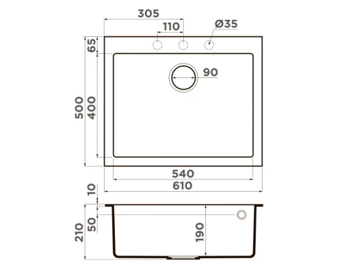 Кухонная мойка Tetogranit Omoikiri Bosen 61-BL черный 4991209