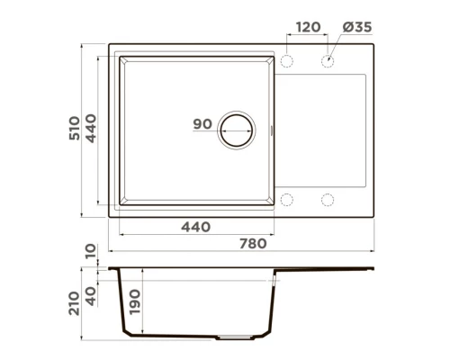 Кухонная мойка Artgranit Omoikiri Daisen 78-LB-SA бежевый 4993693
