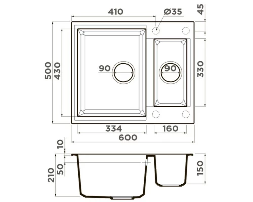 Кухонная мойка Tetogranit Omoikiri Sakaime 60-2-WH белый 4993911