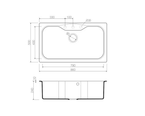 Кухонная мойка Tetogranit Omoikiri Maru 86-GR ленинградский серый 4993574